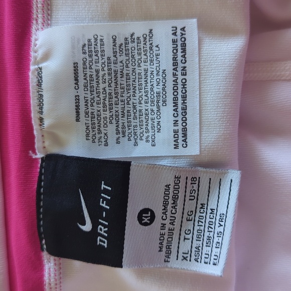 Nike Pink & White Tennis Skirt with built-in shorts and mesh overlay - Picture 5 of 6